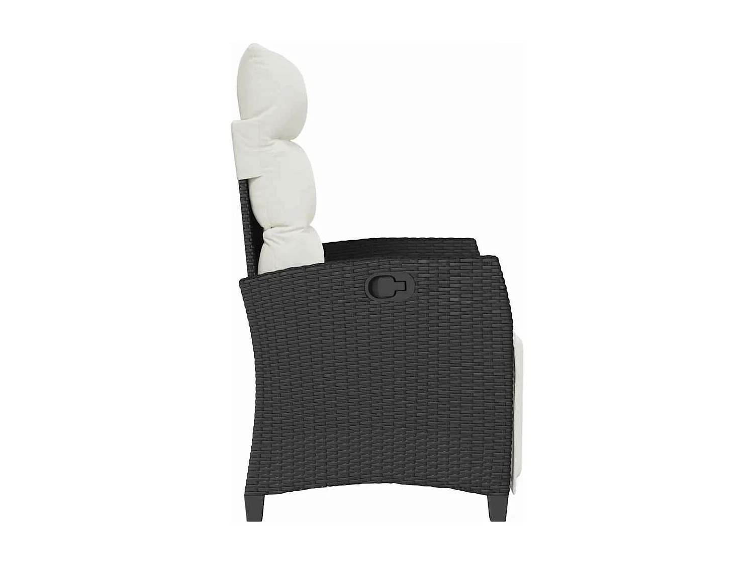 Cadeira de jardim reclinável com mesa de apoio vime PE preto