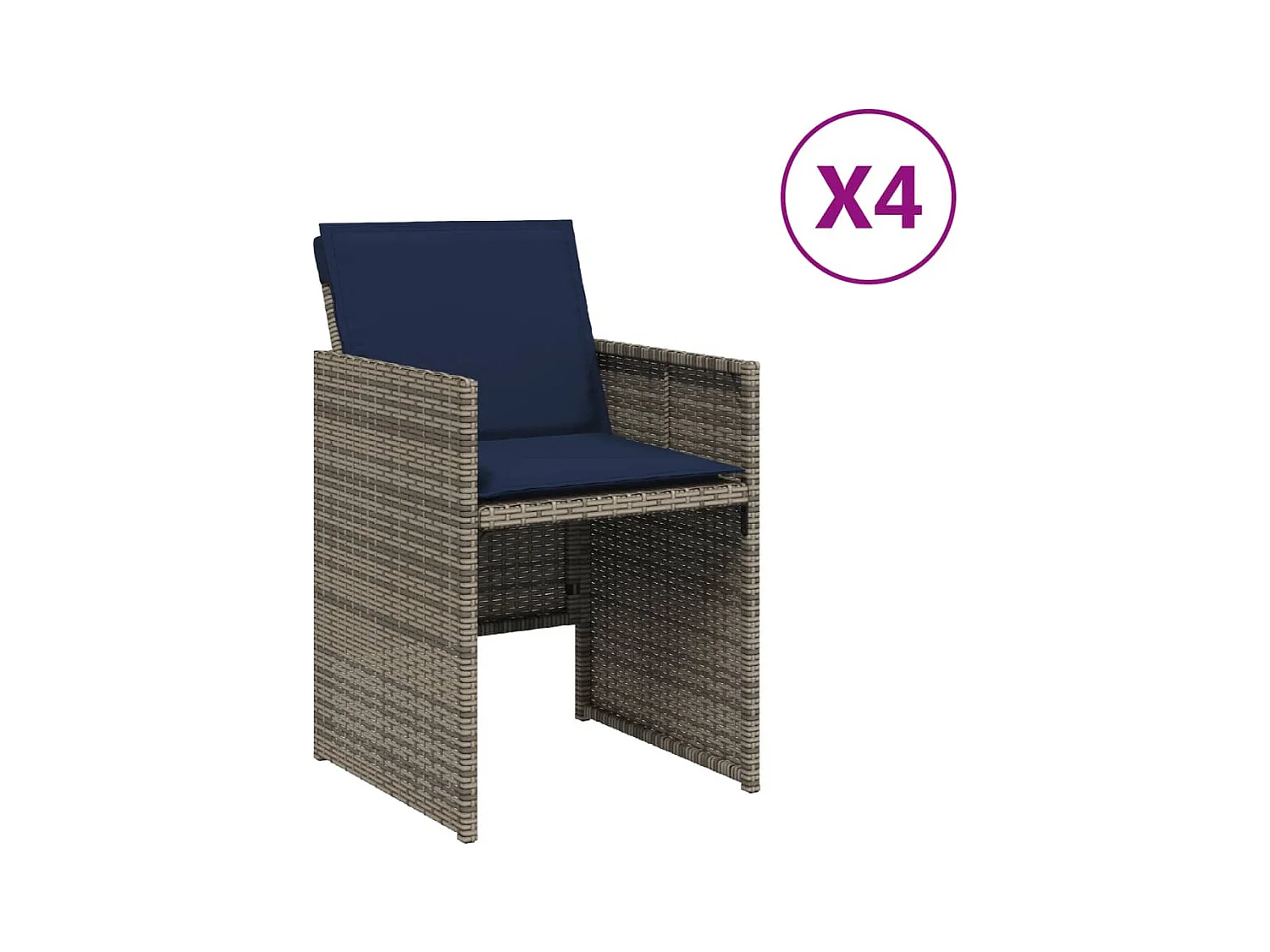 Sillones de jardín con cojines 4 unidades ratán sintético gris