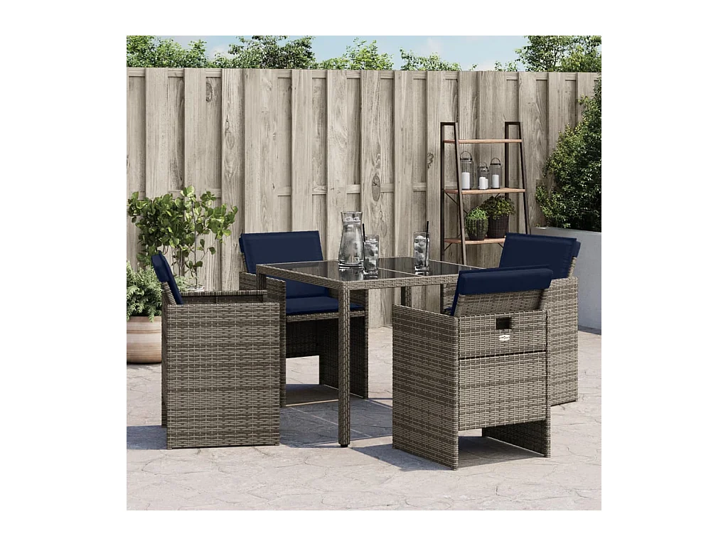 Sillones de jardín con cojines 4 unidades ratán sintético gris