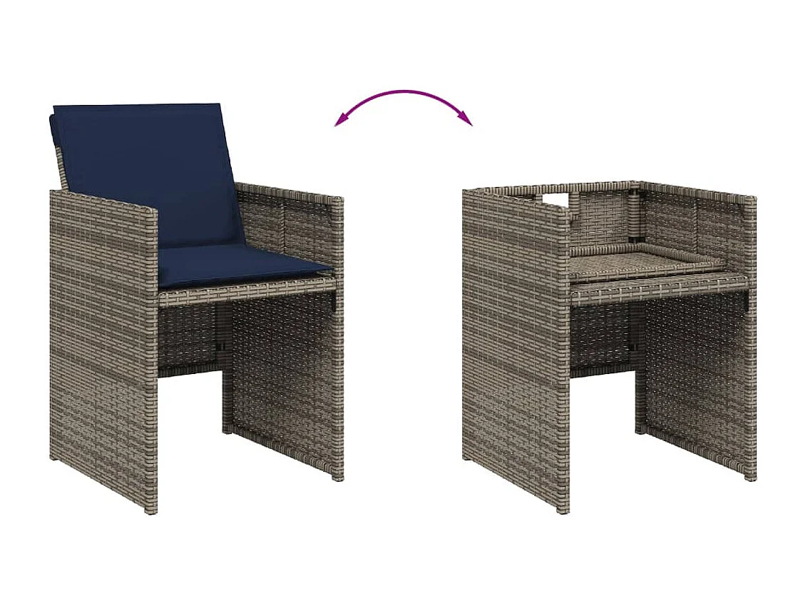 Chaises de jardin avec coussins lot de 4 gris résine tressée