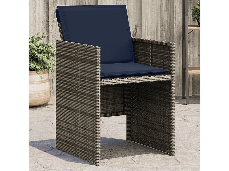 Chaises de jardin avec coussins lot de 4 gris résine tressée