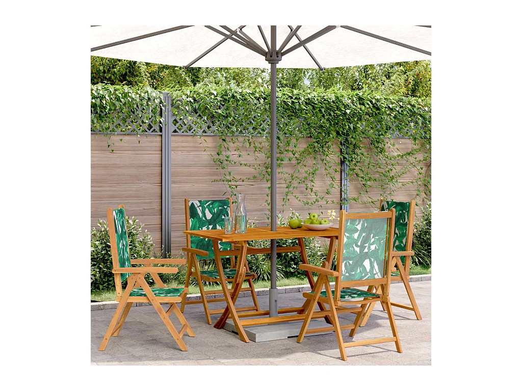Chaises inclinables de jardin lot de 4 vert tissu bois massif