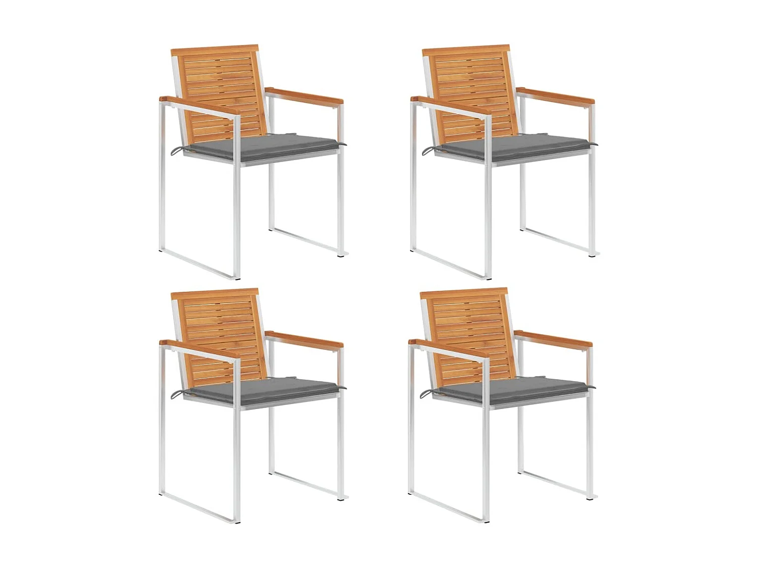 Chaises de jardin 4 pièces avec coussins Bois d'acacia massif