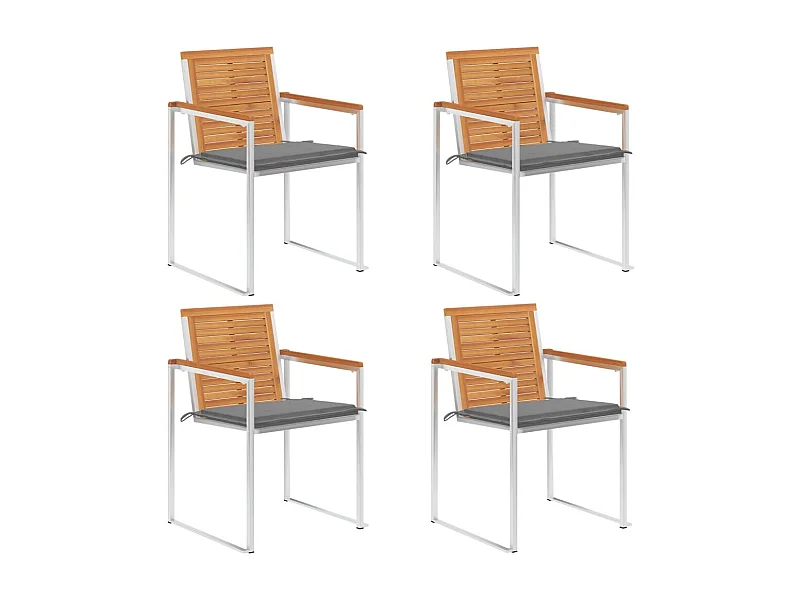 Tuinstoelen 4 st met kussens massief acaciahout