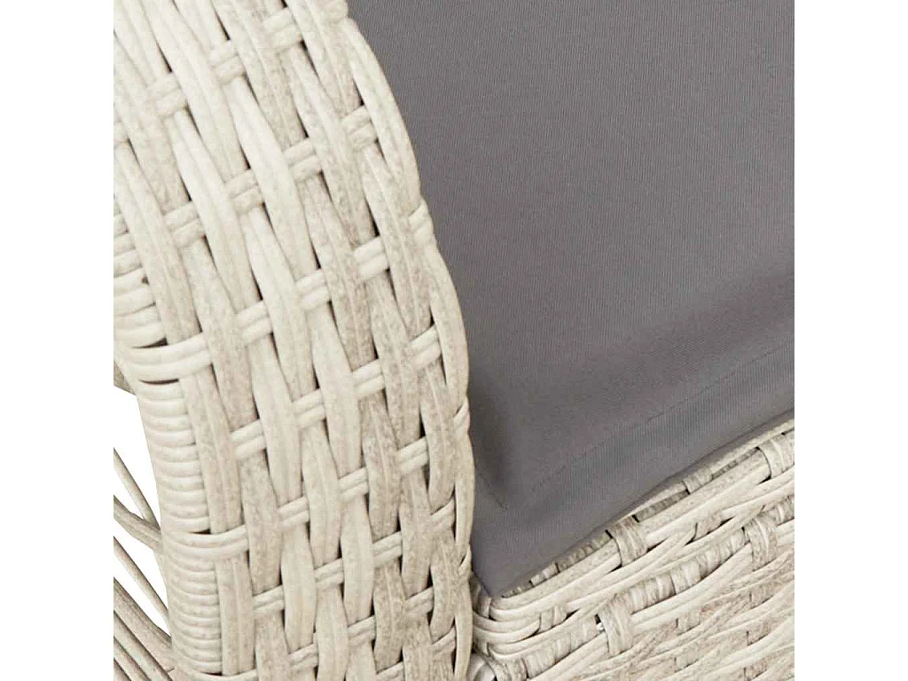 Chaise à bascule de jardin avec coussins gris clair poly rotin