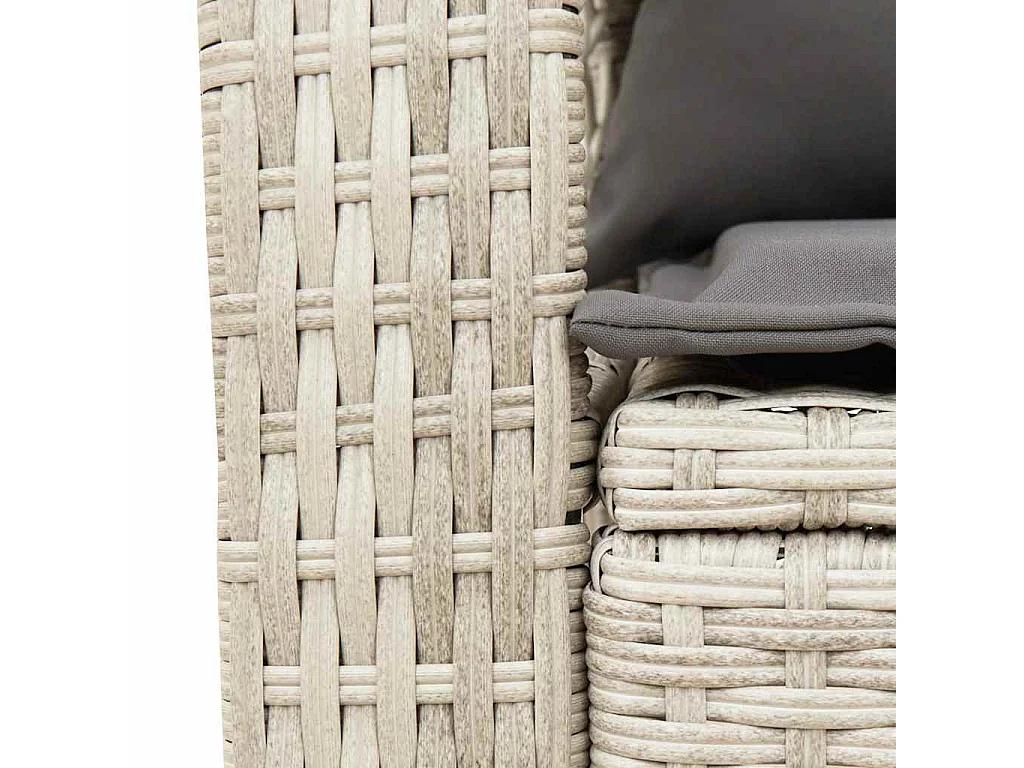 Chaise à bascule de jardin avec coussins gris clair poly rotin