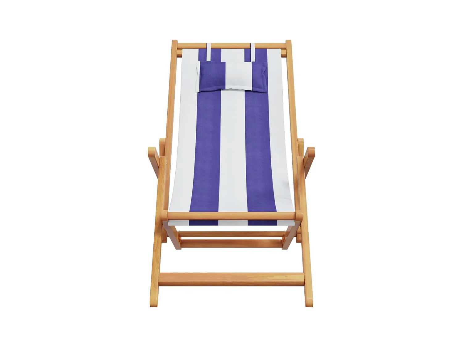 Strandstoel inklapbaar eucalyptushout en stof blauw en wit