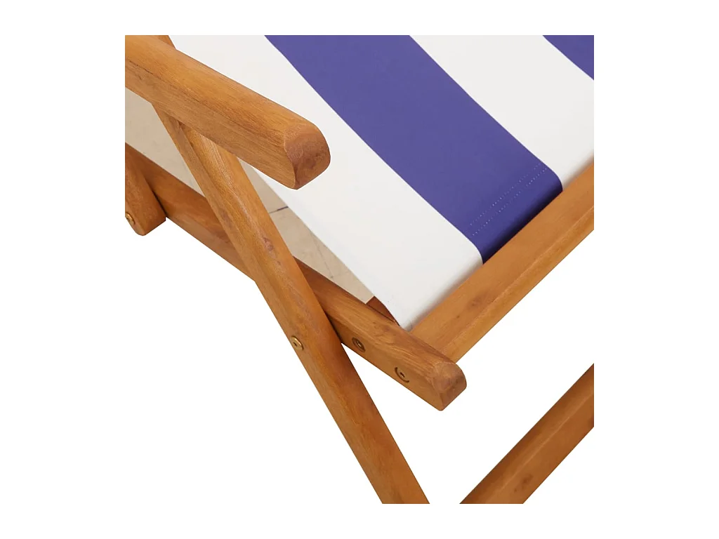 Strandstoel inklapbaar eucalyptushout en stof blauw en wit