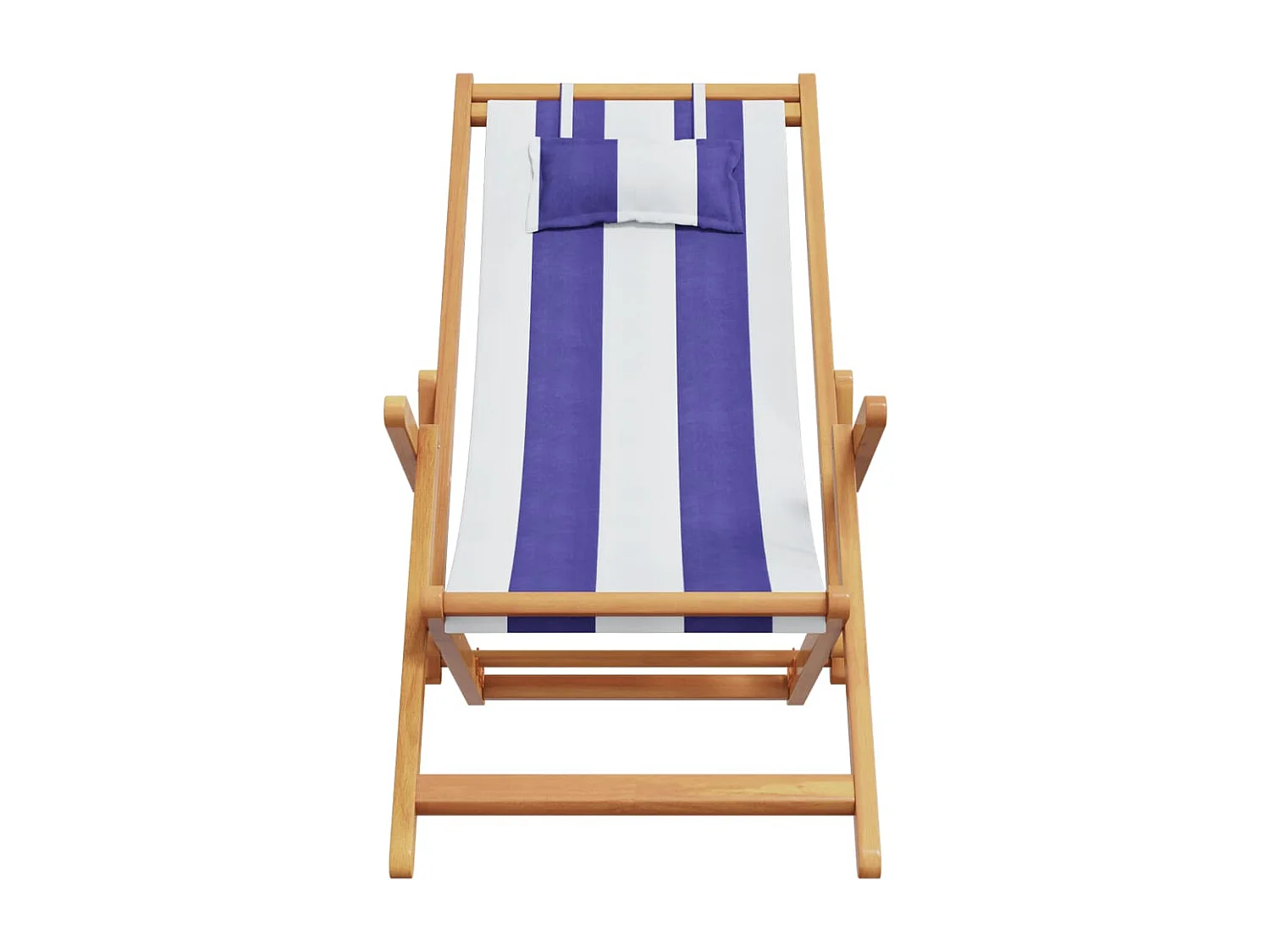 Chaise de plage pliable bleu et blanc bois d'eucalyptus/tissu