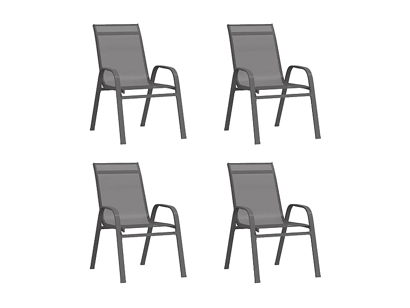 Chaises empilables de jardin lot de 4 Gris Tissu textilène