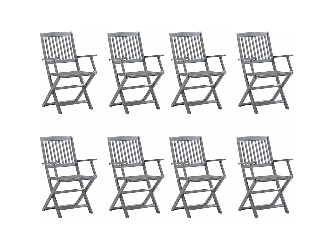 Chaises pliables d'extérieur 8 pièces avec coussins Bois d'acacia