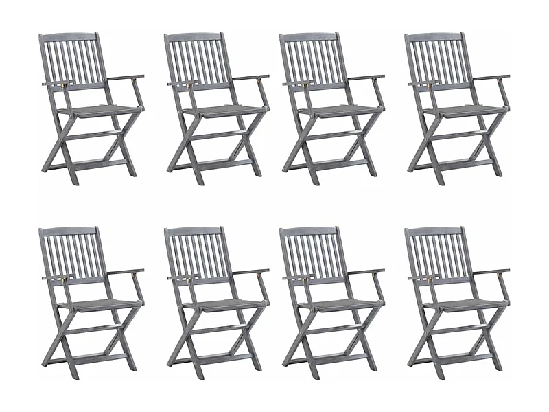 Chaises pliables d'extérieur 8 pièces avec coussins Bois d'acacia