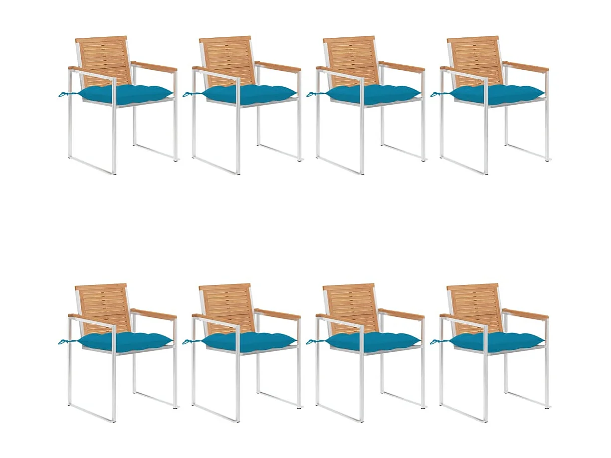 Sillas de jardín y cojines 8 unidades madera maciza de acacia