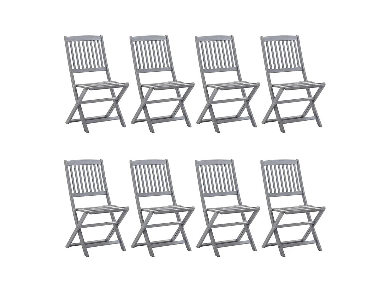 Chaises pliables d'extérieur 8 pièces avec coussins Bois d'acacia