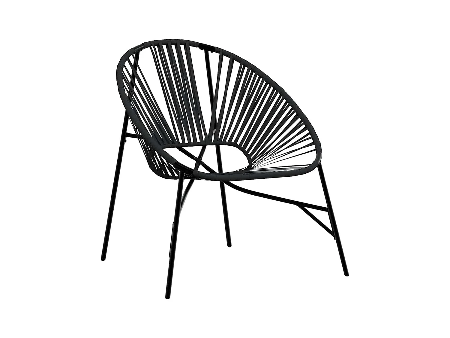 Lot de 3 Chaise de jardin noir résine tressée