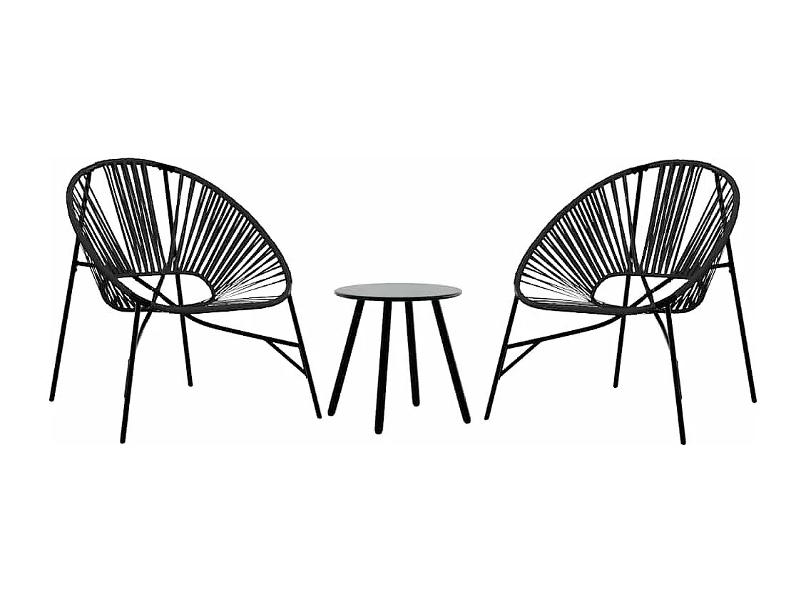 Lot de 3 Chaise de jardin noir résine tressée