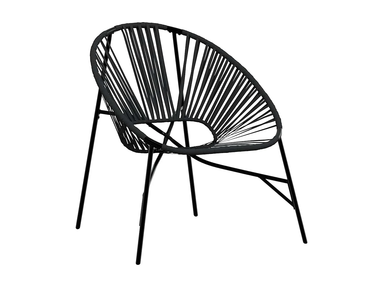 Lot de 3 Chaise de jardin noir résine tressée