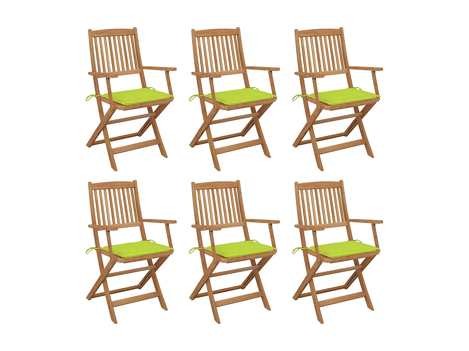 Chaises pliables de jardin 6 pièces avec coussins Bois d'acacia