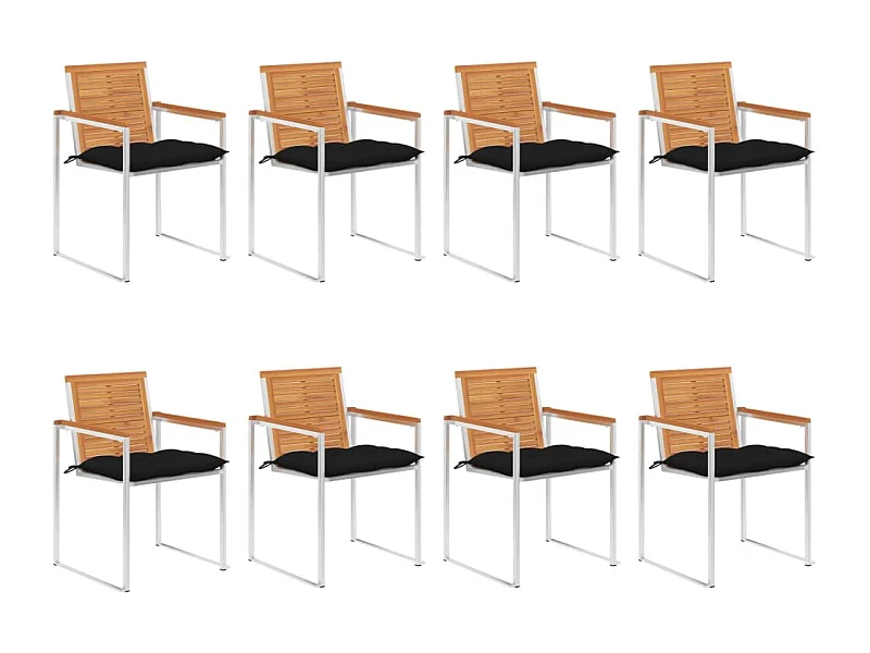 Chaises de jardin 8 pièces avec coussins Bois d'acacia solide