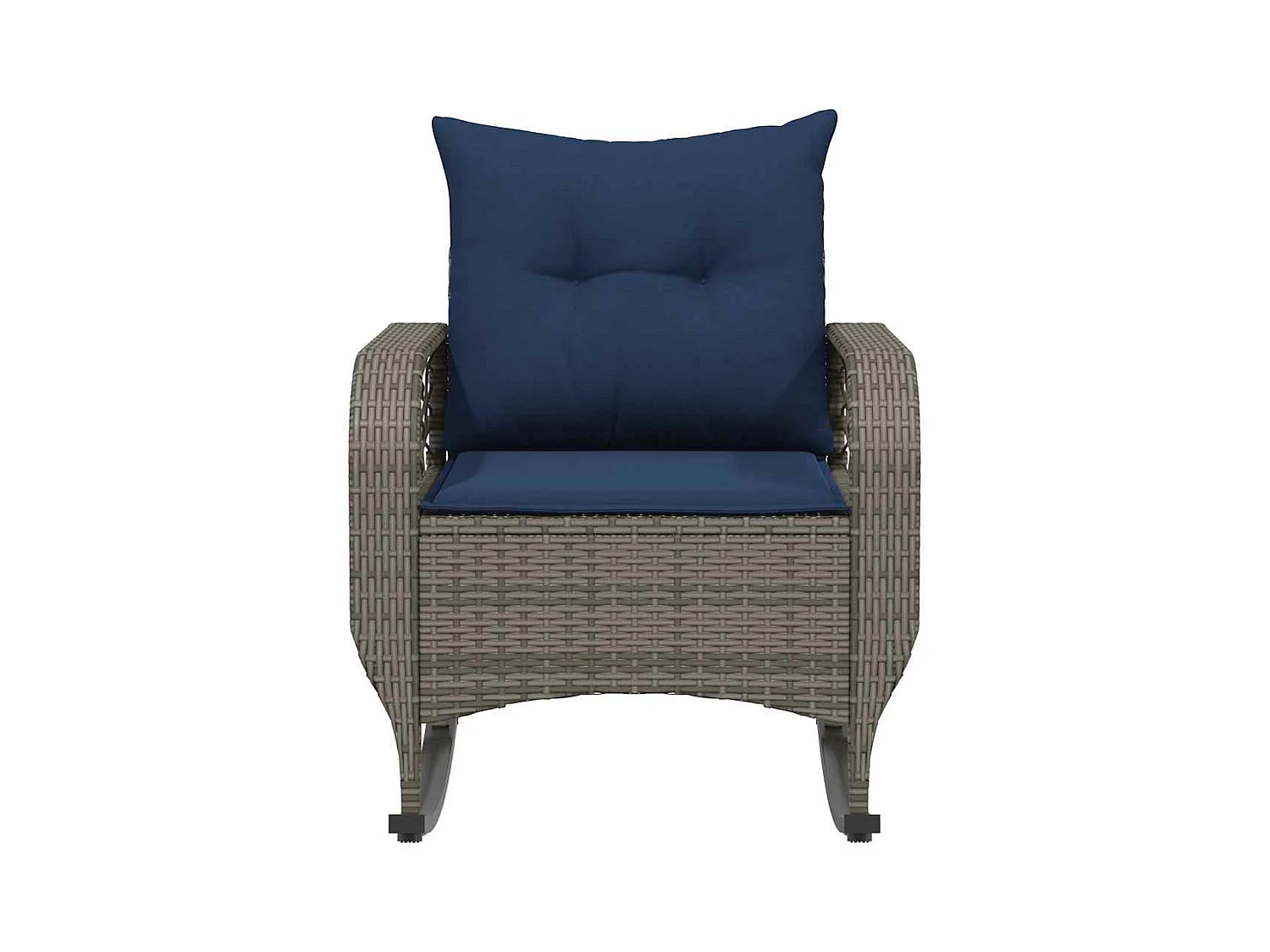 Chaise à bascule de jardin avec coussins gris résine tressée