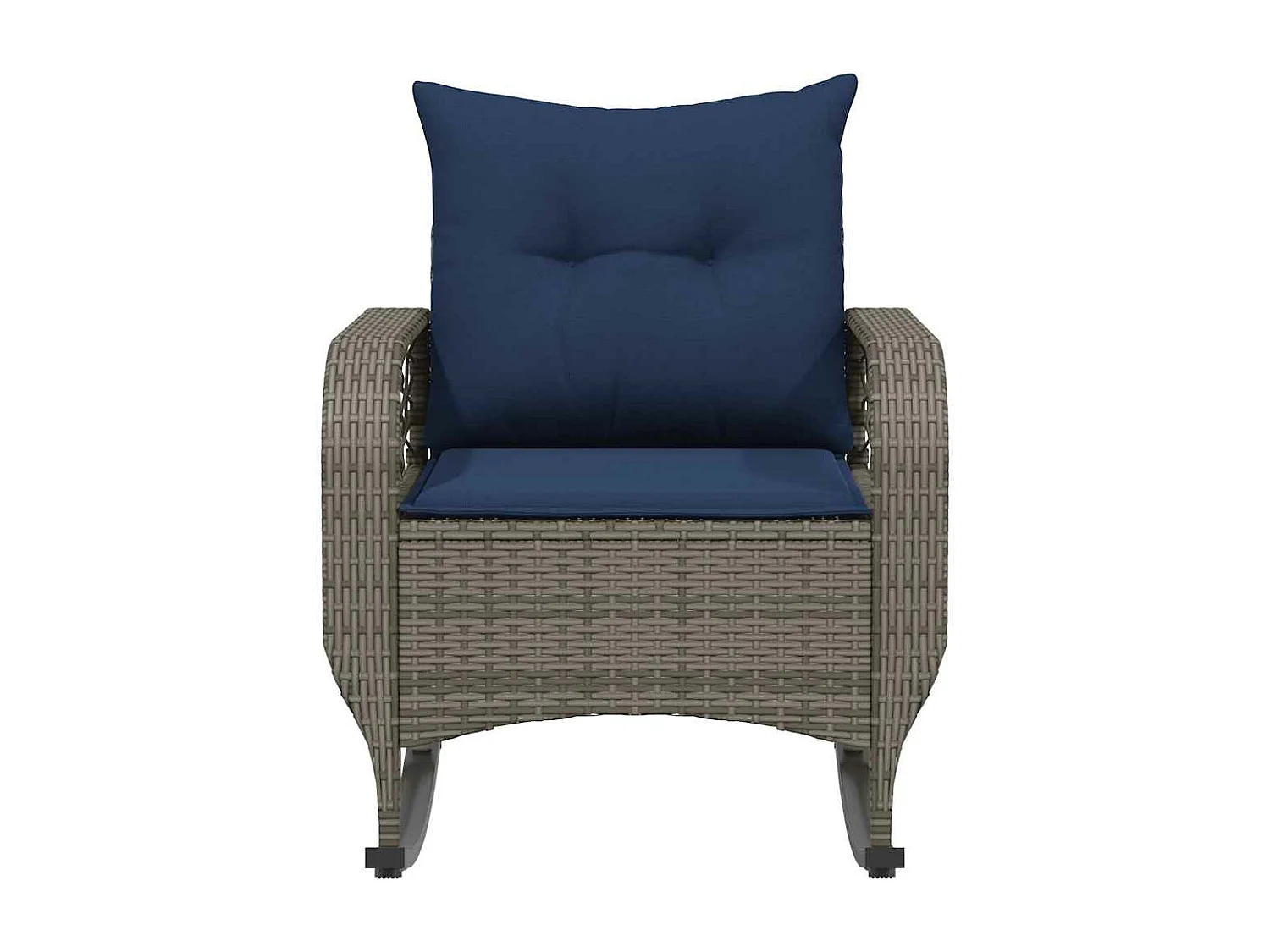 Chaise à bascule de jardin avec coussins gris résine tressée