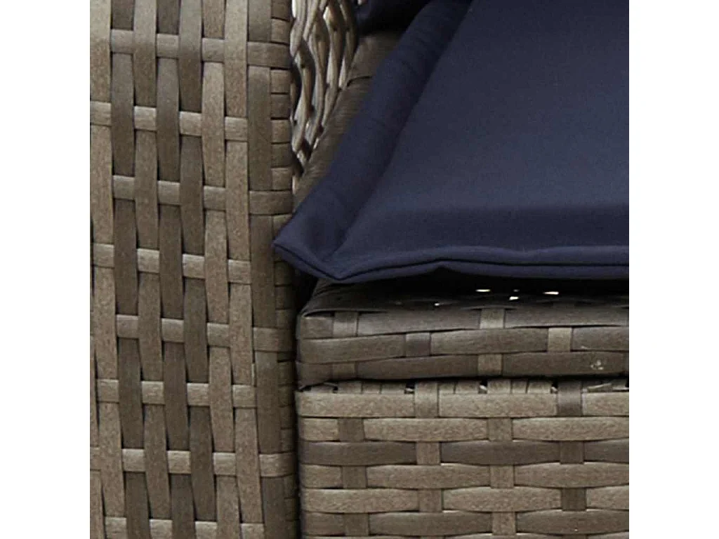 Chaise à bascule de jardin avec coussins gris résine tressée