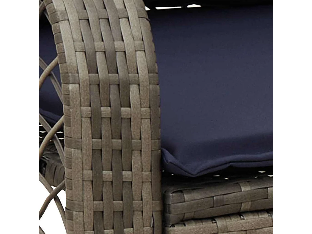 Chaise à bascule de jardin avec coussins gris résine tressée