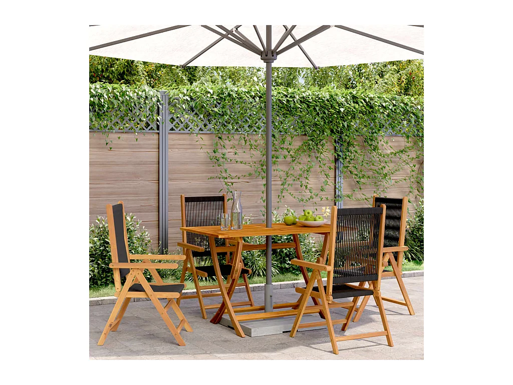 Chaises inclinables de jardin lot de 4 noir bois massif acacia