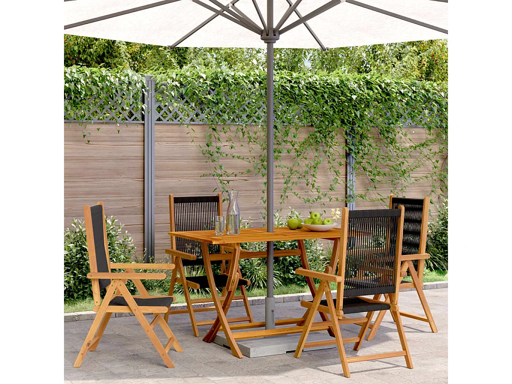 Chaises inclinables de jardin lot de 4 noir bois massif acacia