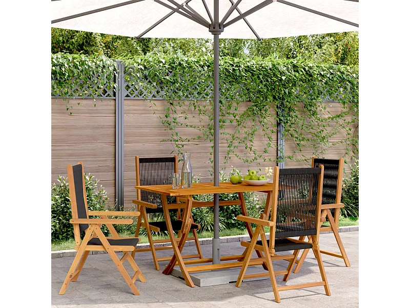 Chaises inclinables de jardin lot de 4 noir bois massif acacia