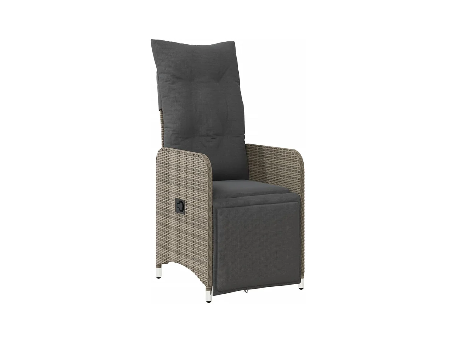 Chaise inclinable de jardin avec coussins gris résine tressée