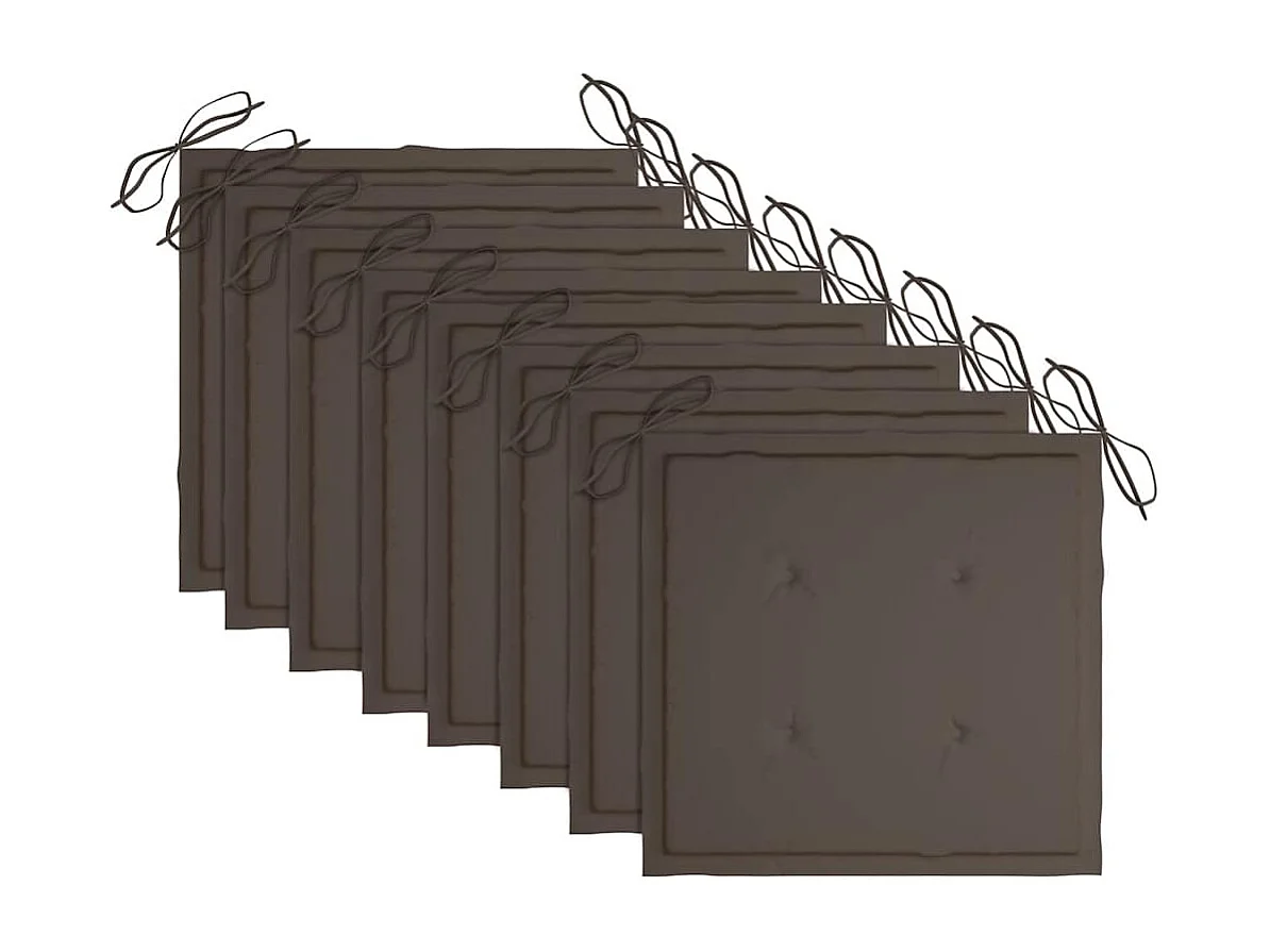 Chaises de jardin avec coussins taupe 8 pièces Bois de teck massif