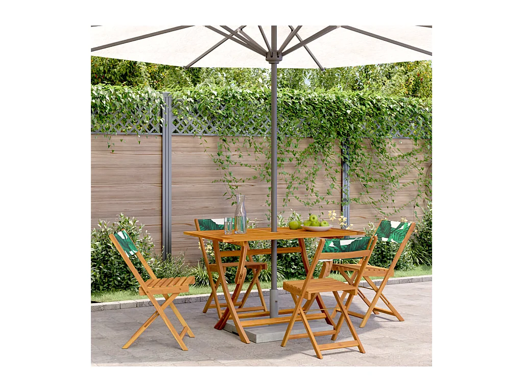 Chaises de jardin pliantes lot de 4 vert tissu et bois massif