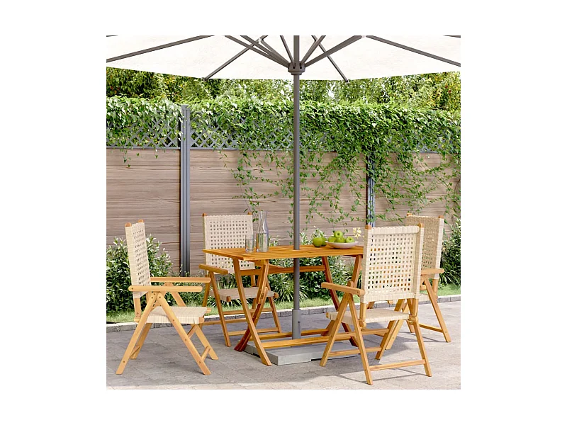 Chaises inclinables de jardin lot de 4 beige rotin bois massif