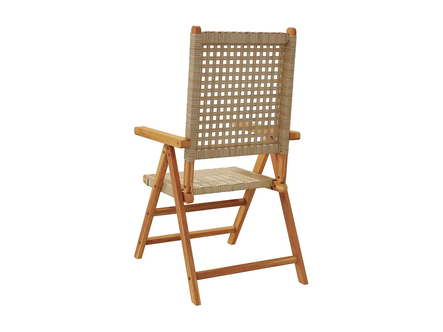 Tuinstoelen 4 st verstelbaar poly rattan en massief hout beige