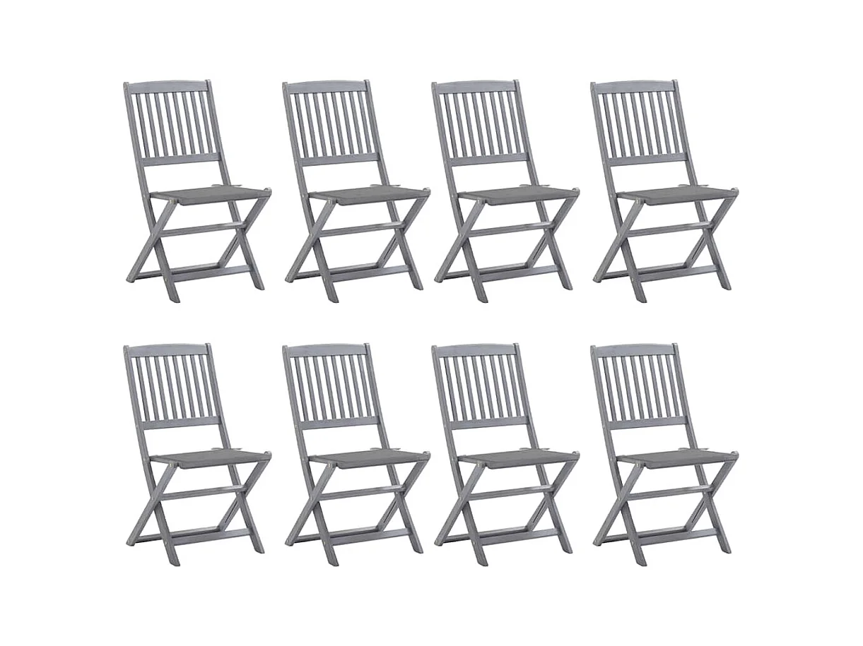 Chaises pliables d'extérieur 8 pièces avec coussins Bois d'acacia