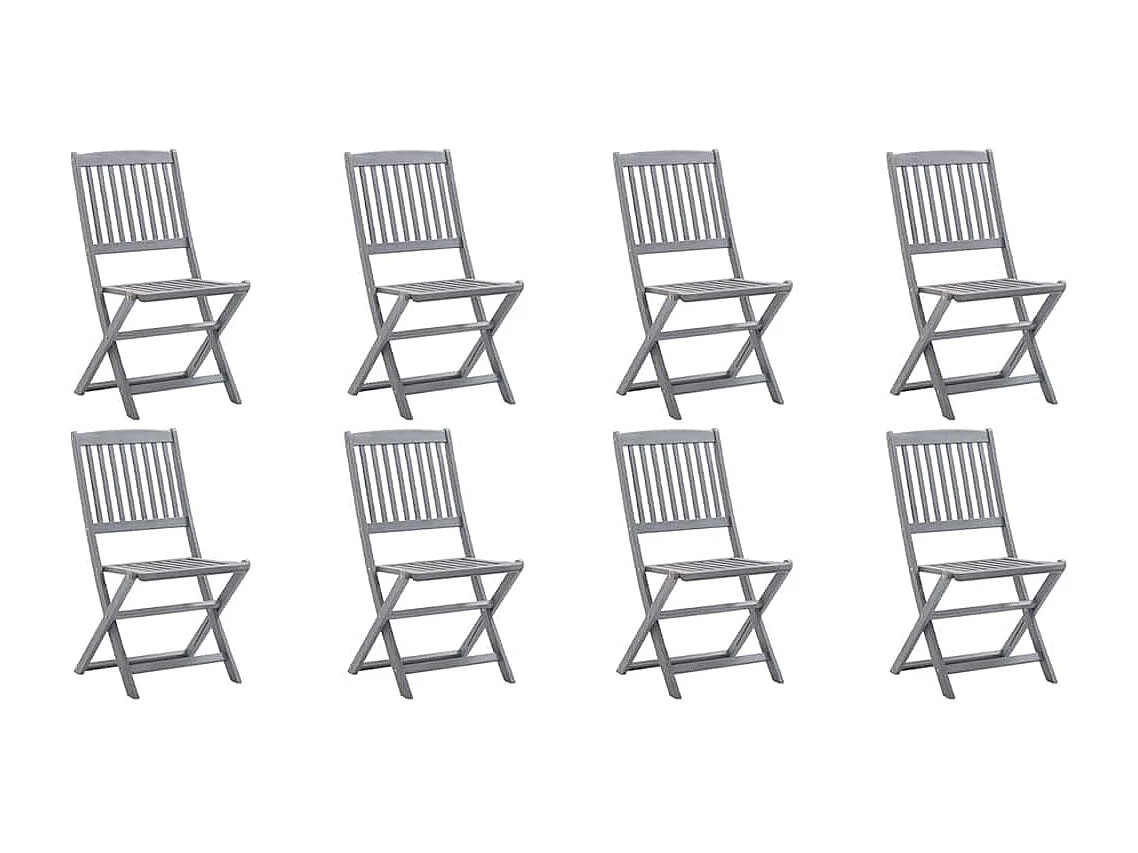 Chaises pliables d'extérieur 8 pièces avec coussins Bois d'acacia
