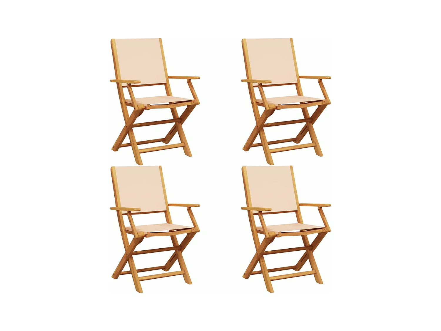 Tuinstoelen 4 stukkeninklapbaar stof en massief hout beige
