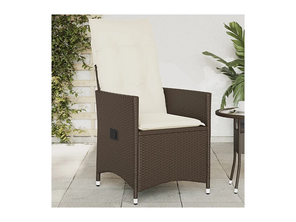 Chaise inclinable de jardin avec coussins marron résine tressée