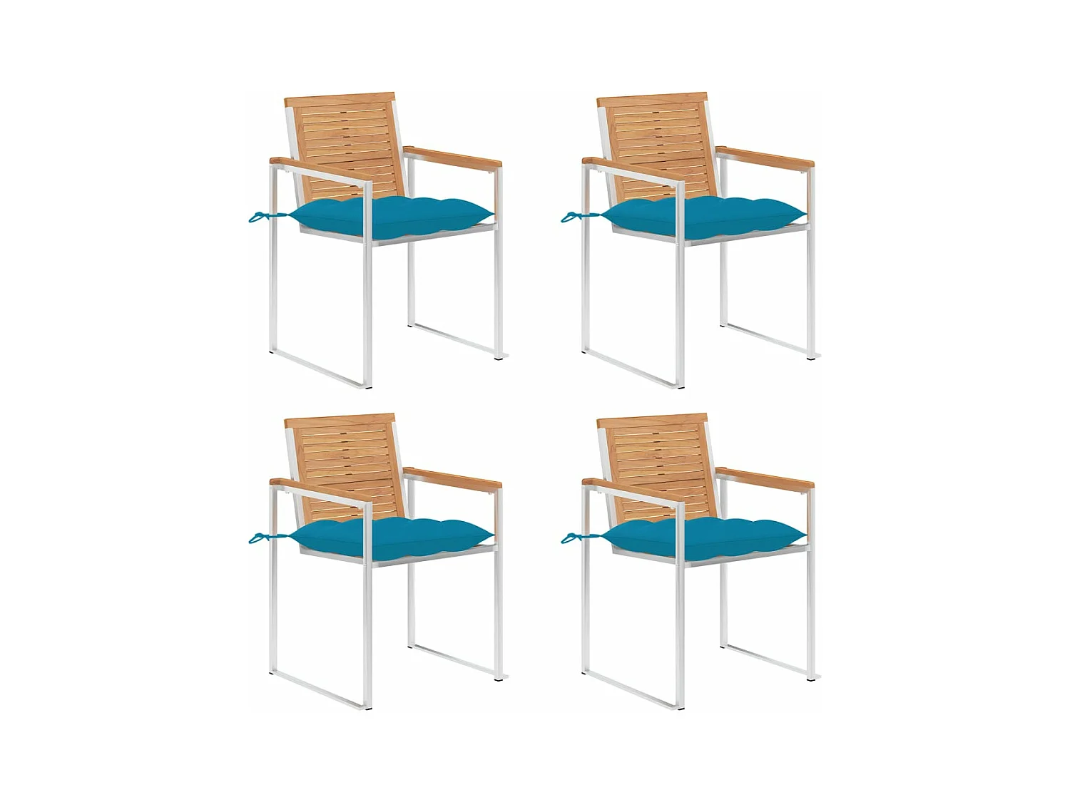Chaises de jardin 4 pièces avec coussins Bois de teck massif