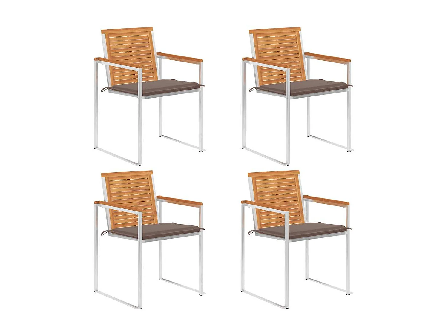 Tuinstoelen 4 st met kussens massief acaciahout