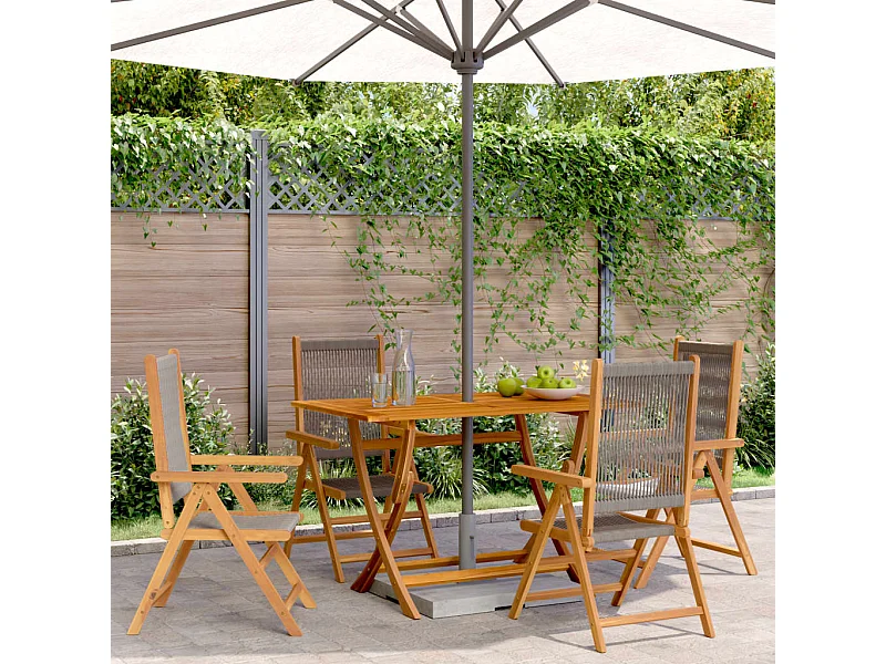 Tuinstoelen 4 st verstelbaar massief acaciahout grijs