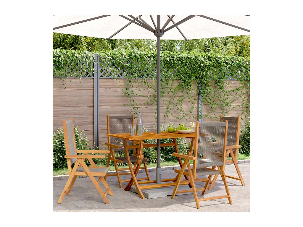 Tuinstoelen 4 st verstelbaar massief acaciahout grijs