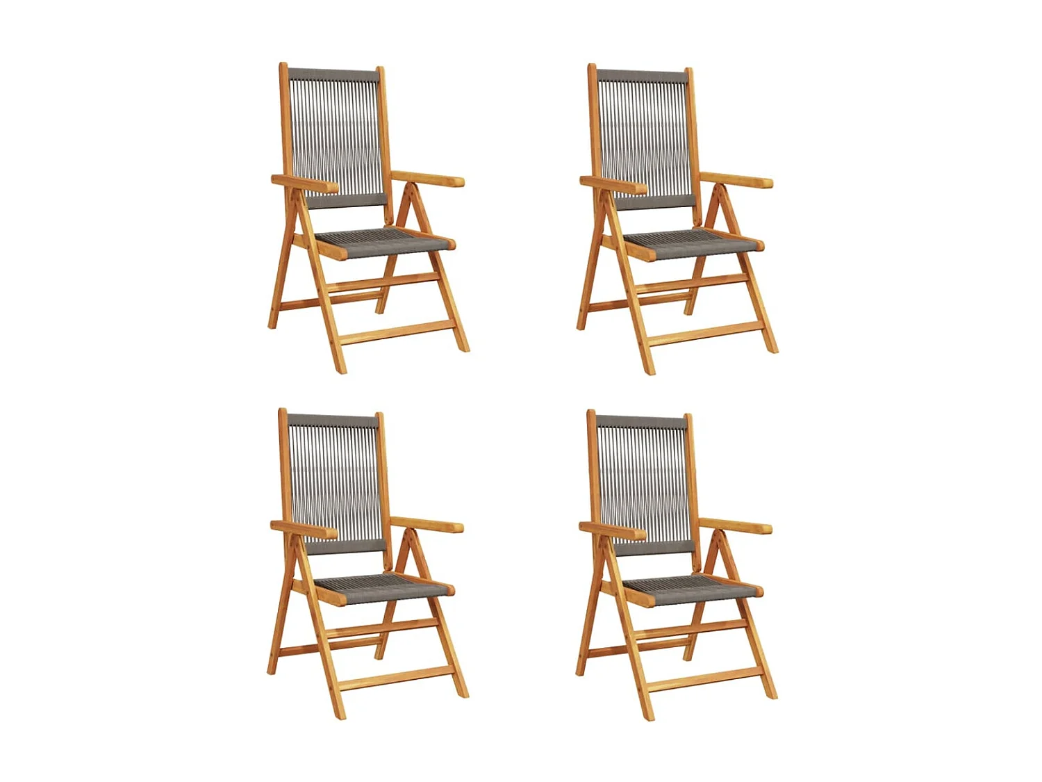 Chaises inclinables de jardin lot de 4 gris bois massif acacia