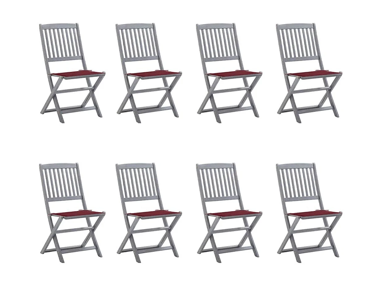 Sillas de jardín plegables 8 unidades y cojines madera maciza acacia