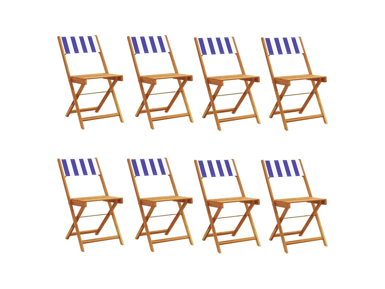 Chaises de jardin pliantes lot de 8 tissu et bois massif