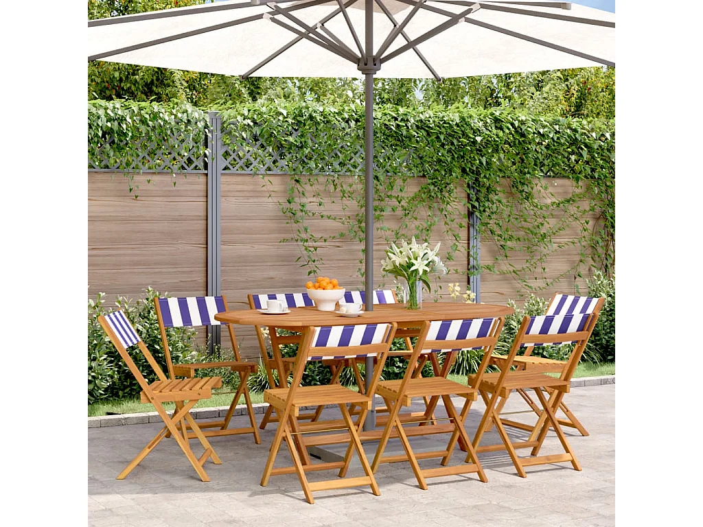Chaises de jardin pliantes lot de 8 tissu et bois massif