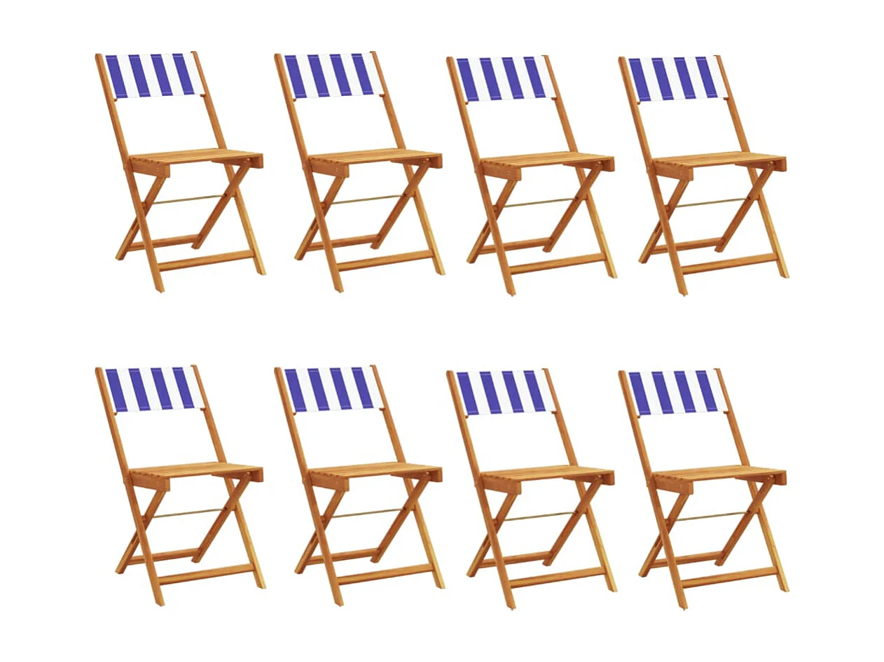 Chaises de jardin pliantes lot de 8 tissu et bois massif