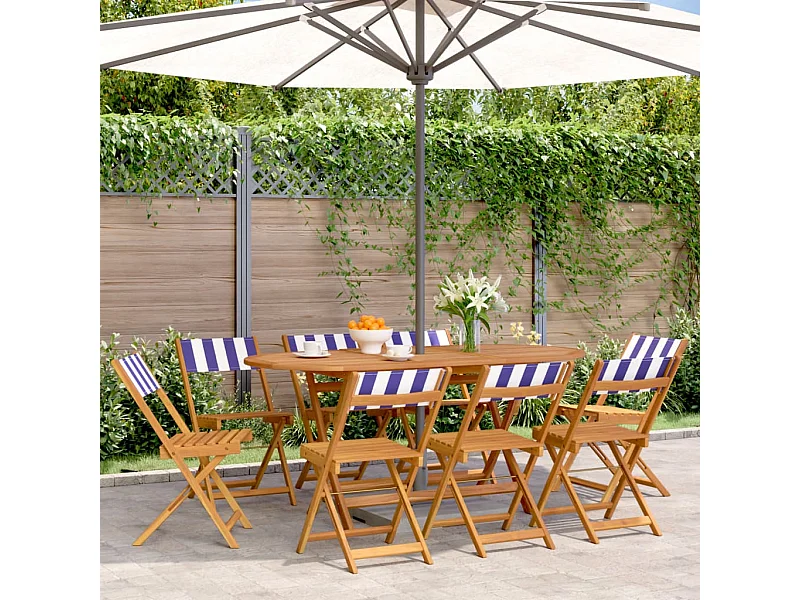 Chaises de jardin pliantes lot de 8 tissu et bois massif