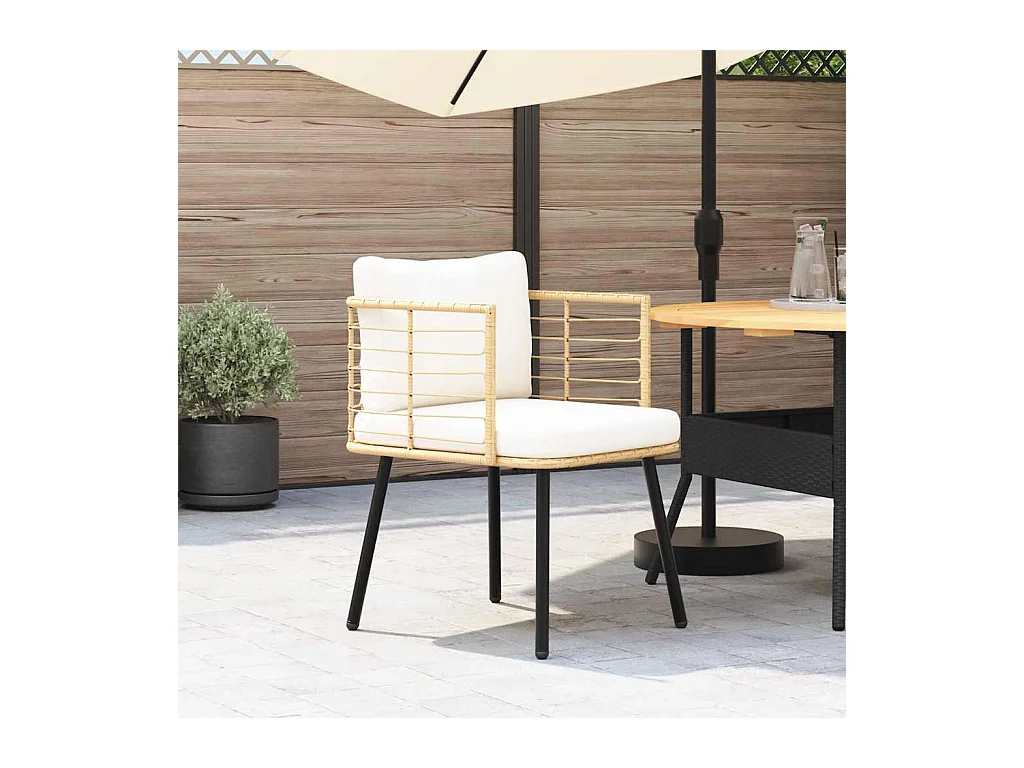 Chaise de jardin avec coussins naturel résine tressée